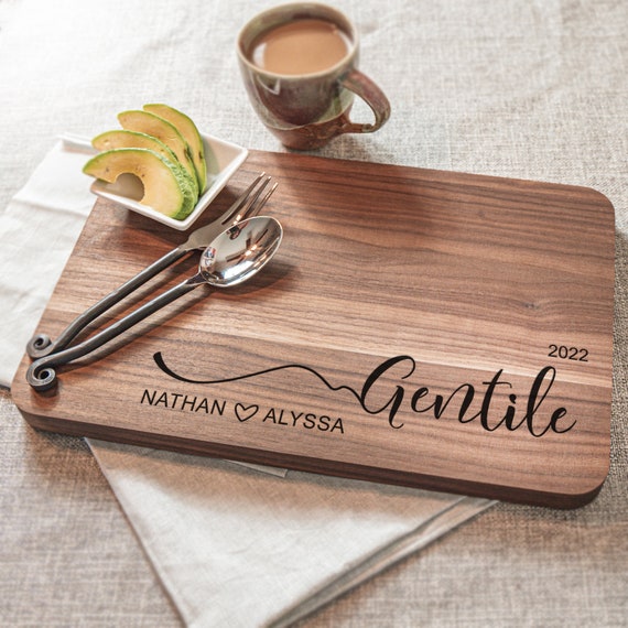 Engraved Cutting Board or Chopping Block, Personalized Wedding Gift Idea,  Engagement or Housewarming Gift, Mother's Day Gift 