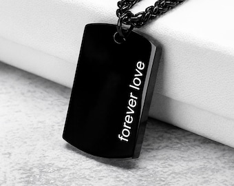 Personalized Military Style Dog Tag Necklace, Custom Engraved Gift for Men