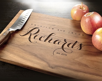 Personalized Cutting Board - Gifts for Couple - Custom Wedding Gift & Anniversary Present, Engagement Gift, Engraved Housewarming Gifts