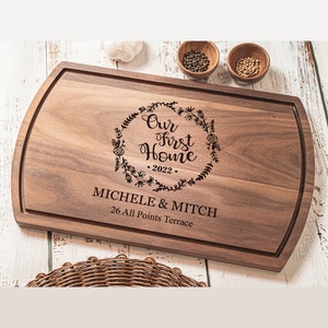 Personalized Housewarming Gift Custom Engraved Cutting Board - New Home, First Home, Realtor Closing Gift, Cheese Board
