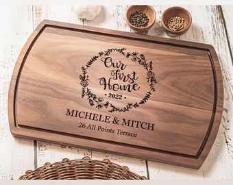 Real Estate Closing Gift Personalized Cutting Board, Our First Home Gifts for the Couple, First Home Gift, Custom Cheese Board Housewarming