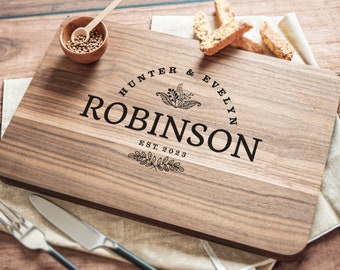 Personalized Cutting Board Wedding Gift, Charcuterie Cheese Board, Unique 5th Anniversary Gift, Bridal Shower Gifts, Engraved Engagement