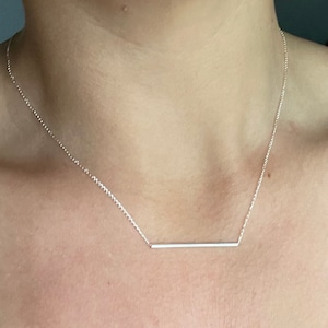 Bar necklace Sterling Silver Recycled - Short minimalist everyday necklace- sustainable - handmade