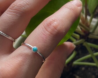 ECO turquoise sterling silver stacking ring, handmade in Ontario, Canada. Sustainable handmade jewelry, fair trade, minimalist, gift