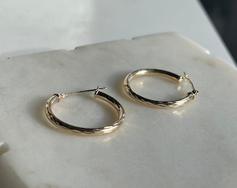 Gold Textured Hoop Earrings, recycled and sustainable everyday hoop earrings