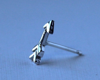 Recycled Arrow Sterling Silver Studs, Simple friendship symbol earrings