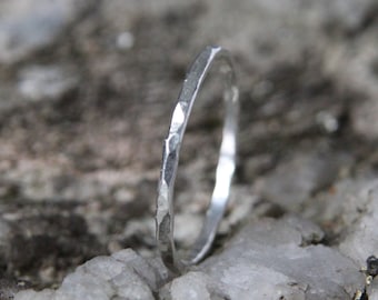 Recycled hammered ring Sustainable Sterling Silver Stacking Ring. Stacking ring. Handmade in Canada. - eco-friendly - fair trade