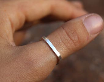 3mm Square Sustainable Sterling Silver Stacking ring. Handmade in Canada. - eco-friendly - fair trade