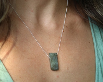 Labradorite Simple necklace - recycled sterling silver, handmade in canada