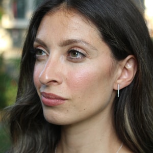 Textured bar recycled sterling silver stud, handmade in Toronto.