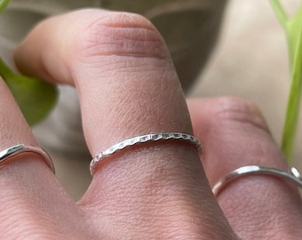 Handmade Recycled Sterling Silver Ring, Sustainable Pattern Ring