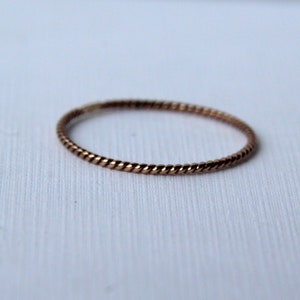 100% Recycled thin twisted 14k rose gold ring, handmade simple sustainable. image 5