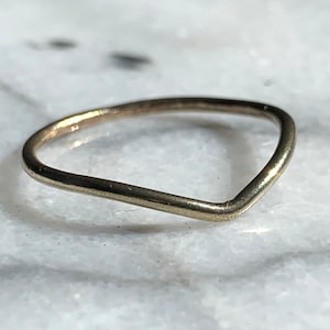 Recycled Chevron 14k gold band, handmade simple sustainable. image 1