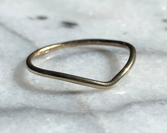 Recycled Chevron 14k gold band, handmade simple sustainable.