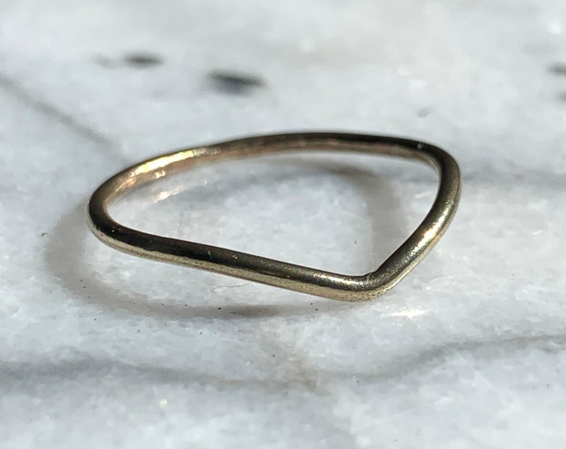 Recycled Chevron 14k gold band, handmade simple sustainable. image 1