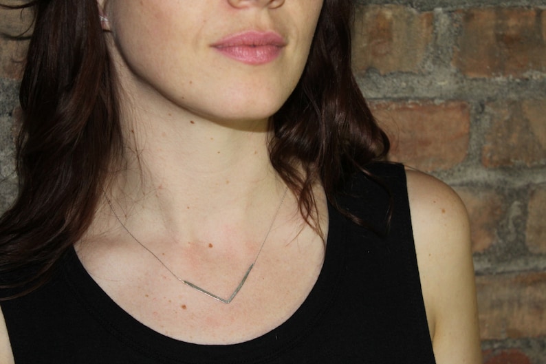 fair trade Geo short Triangle Sustainable Sterling Silver Necklace Hand Made in Toronto eco-friendly