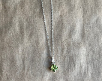 Genuine peridot gemstone necklace, handmade from recycled sterling silver and wearable every day!