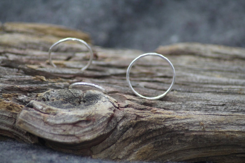 Handmade in Canada fair trade Hammered Sustainable Sterling Silver Stacking Ring - eco-friendly Stacking ring