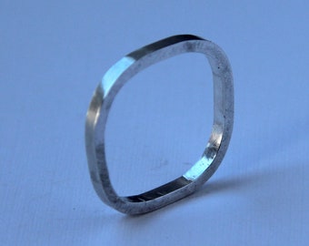 Square Sustainable Sterling Silver Stacking ring. Handmade in Canada. - eco-friendly - fair trade