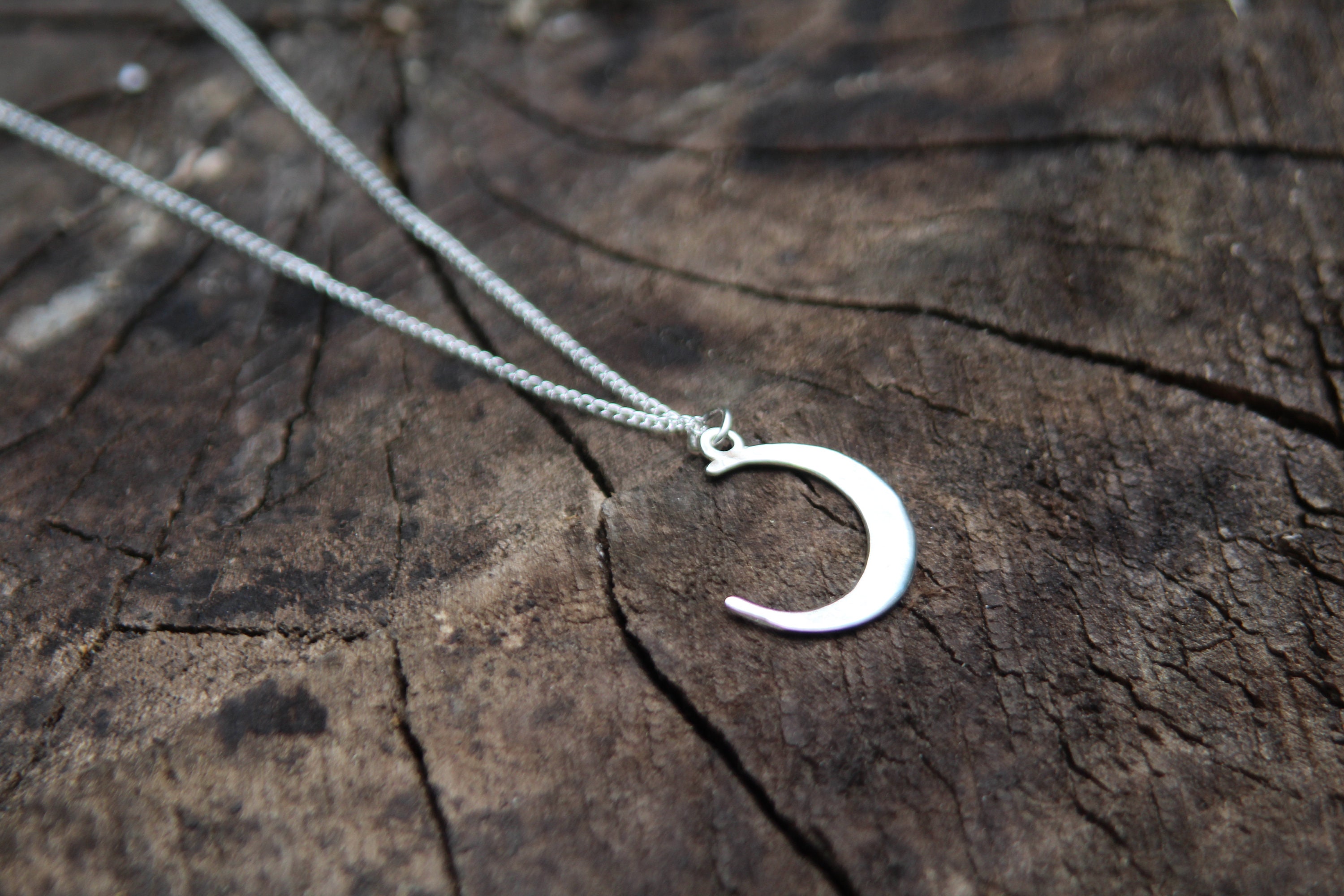 Recycled Silver Crescent Moon Necklace - Handmade Minimalist Pendant - Etsy