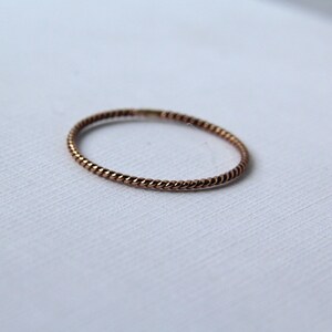 100% Recycled thin twisted 14k rose gold ring, handmade simple sustainable. image 4