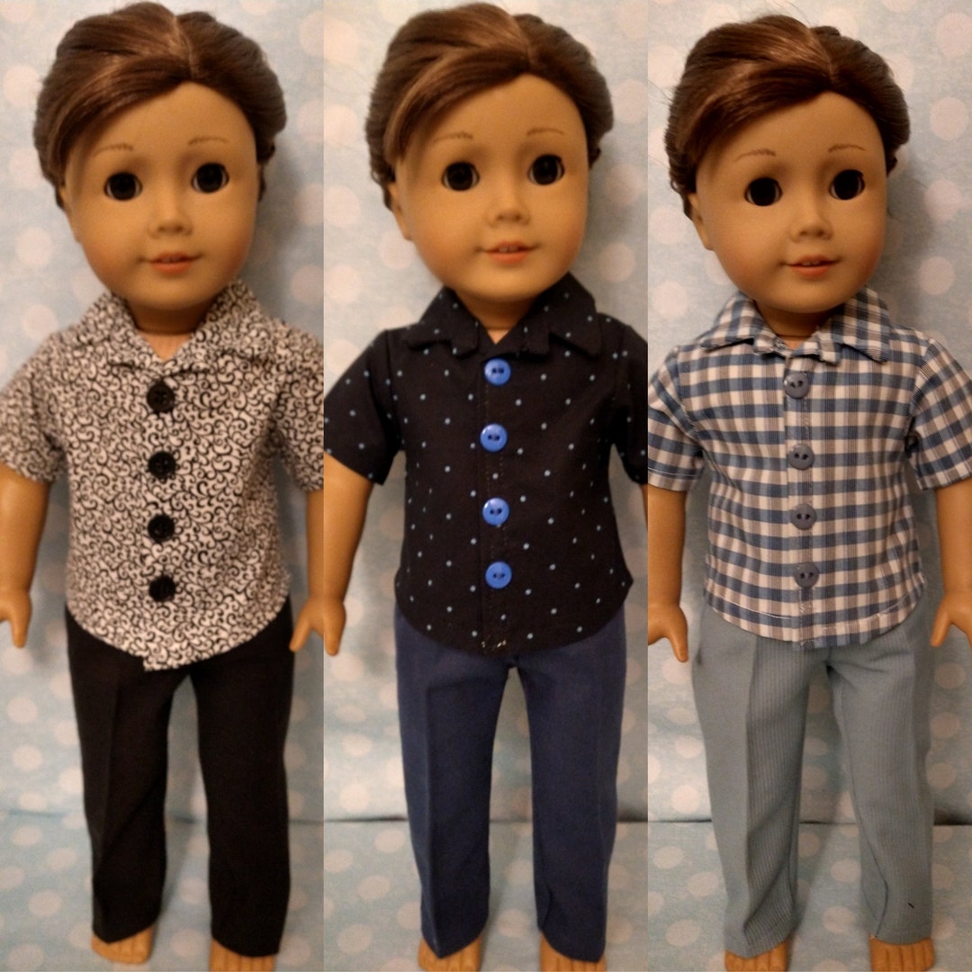 18 Inch Boy Doll Clothes, Shirt button Down With Pants Fits 18 Boy