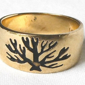 14k Gold Tree Of Life Wedding Band Ring - Hand Etched RH Hyams