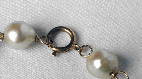 Vintage 14K Gold Pearl Bracelet 6.7 MM Freshwater… - image 5