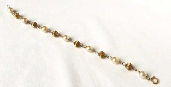 Vintage 14K Gold Pearl Bracelet 6.7 MM Freshwater… - image 4