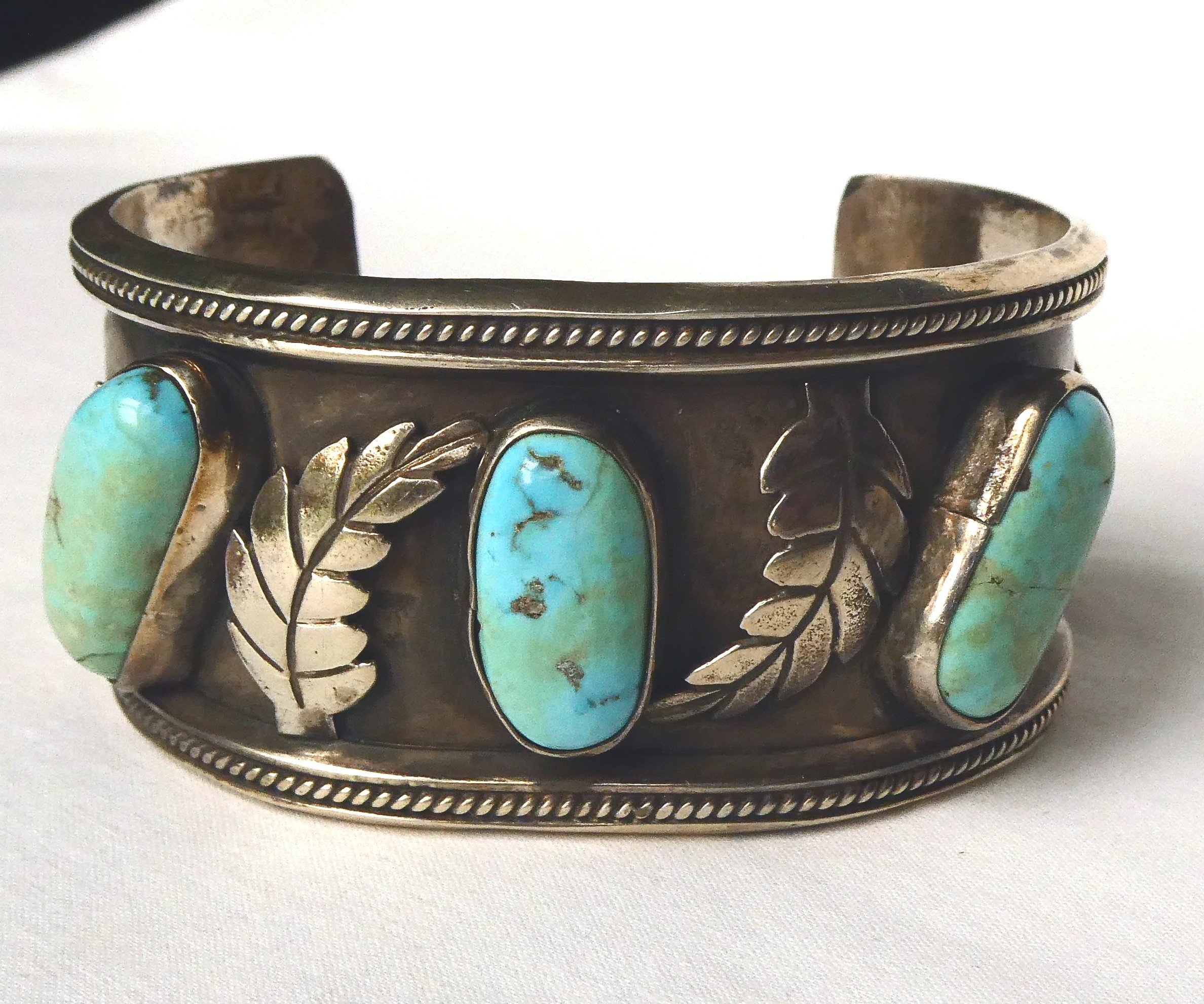 Vintage Navajo Turquoise Cuff Bracelet, Old Pawn Ingot