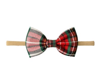 Red + Green Plaid Hair Bow