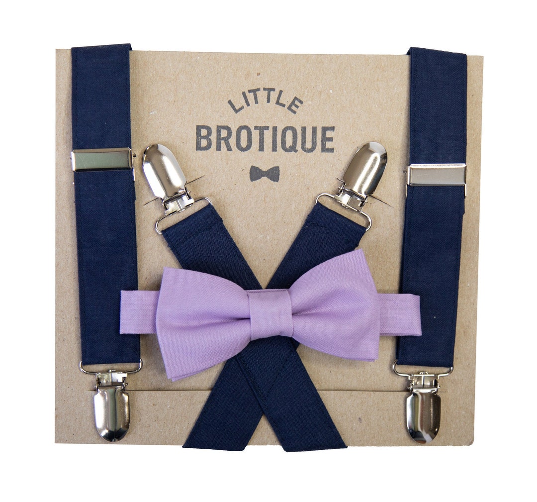 Lavender Bow Tie and Navy Suspender Set Etsy