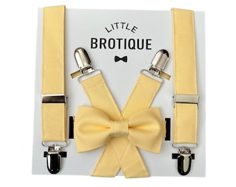 Yellow Bow Tie and Suspender Set