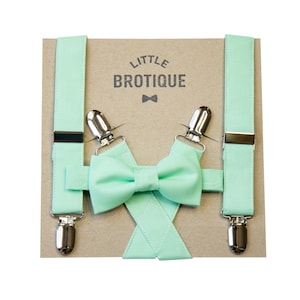 Sweet Mint Bow Tie and Suspender Set for Babies, toddlers, boys, and men. image 1