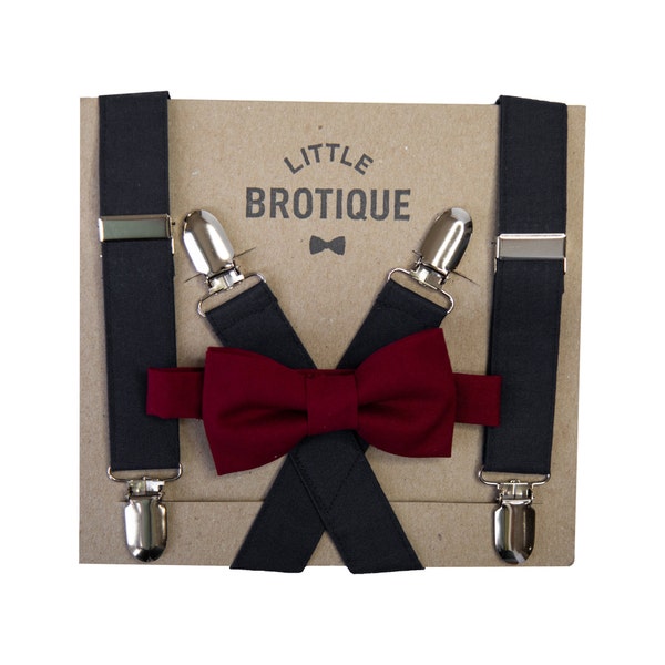 mens burgundy suspenders and bow tie