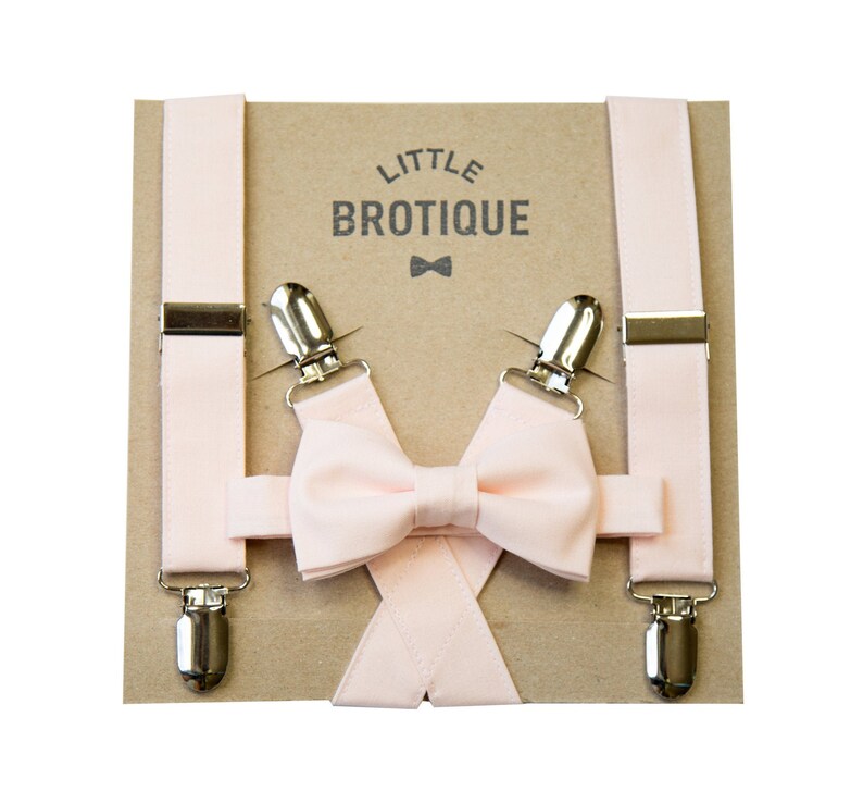 blush suspenders and bow tie