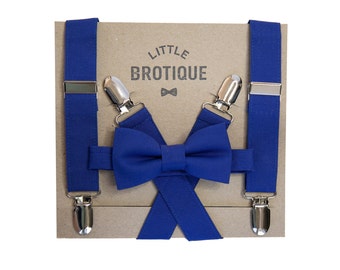 Royal Blue/ Horizon Bow Tie and Suspender Set for men, boys, toddlers, and babies.