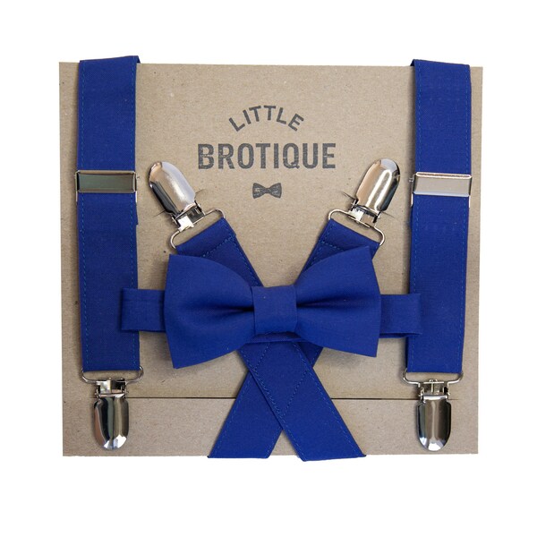 Royal Blue/ Horizon Bow Tie and Suspender Set for men, boys, toddlers, and babies.