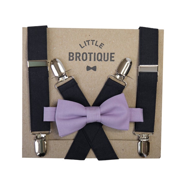 Black Suspenders with a Lavender/ Lilac Bow tie