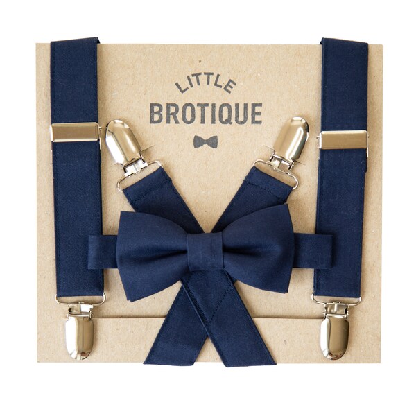 childrens navy bow tie and suspenders