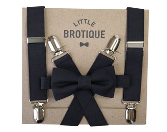 Black Bow Tie and Suspender Set for men, boys, toddlers, and babies. Sent 3-5 business days after you order