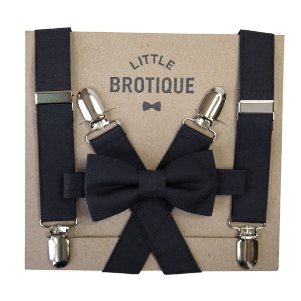 Black Bow Tie and Suspender Set for men, boys, toddlers, and babies. Sent 3-5 business days after you order