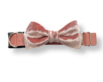 Dusty Rose Velvet Dog Bow Tie