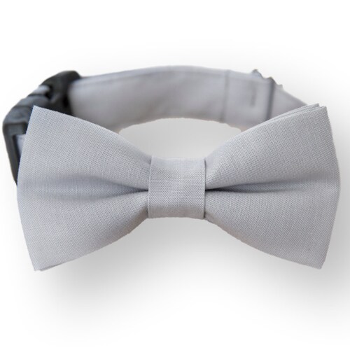 Gray Dog Bow Tie Collar Bow Attached to Dog Collar Pet - Etsy