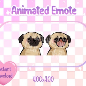 Animated Pug Pop Cat/Dog/Puppy Twitch/Discord Emote & Sticker