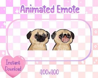 Animated Pug Pop Cat/Dog/Puppy Twitch/Discord Emote & Sticker