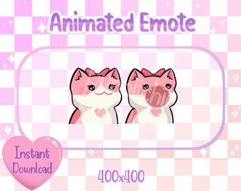 Gatto pop animato al latte alla fragola rosa e bianco con fiocco rosa Twitch / Discord Emote & Sticker