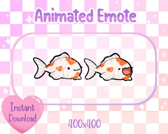 Animated Cute Koi Fish Pop Cat Twitch/Discord Emote & Sticker