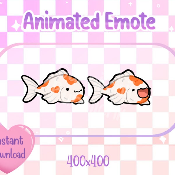 Animated Cute Koi Fish Pop Cat Twitch/Discord Emote & Sticker