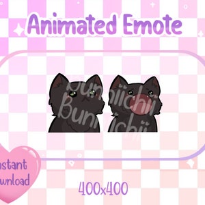 Animated Black Long Hair Pop Cat Twitch/Discord Emote & Sticker